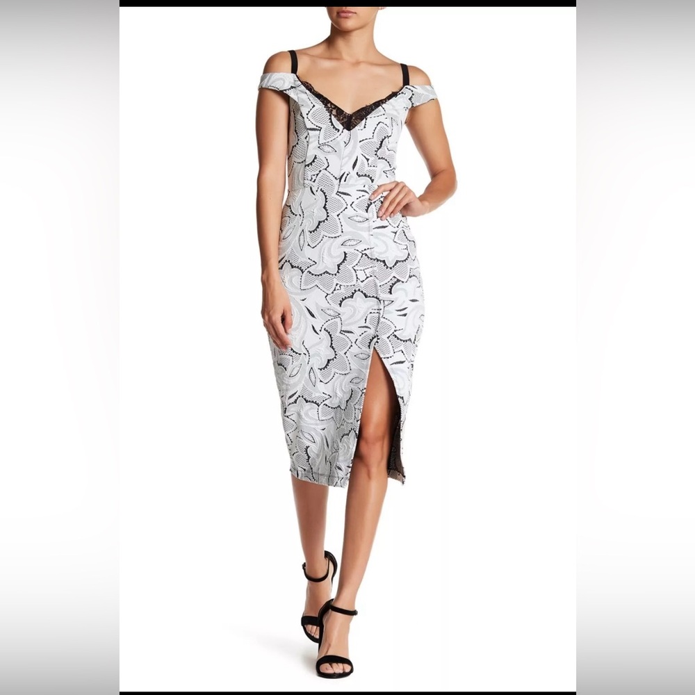 A.B.S. by Allen Schwartz Cold Shoulder Floral Jacquard Dress NWT